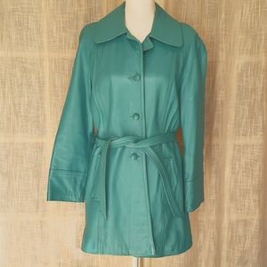 Vintage Marquis of London turquoise leather car coat